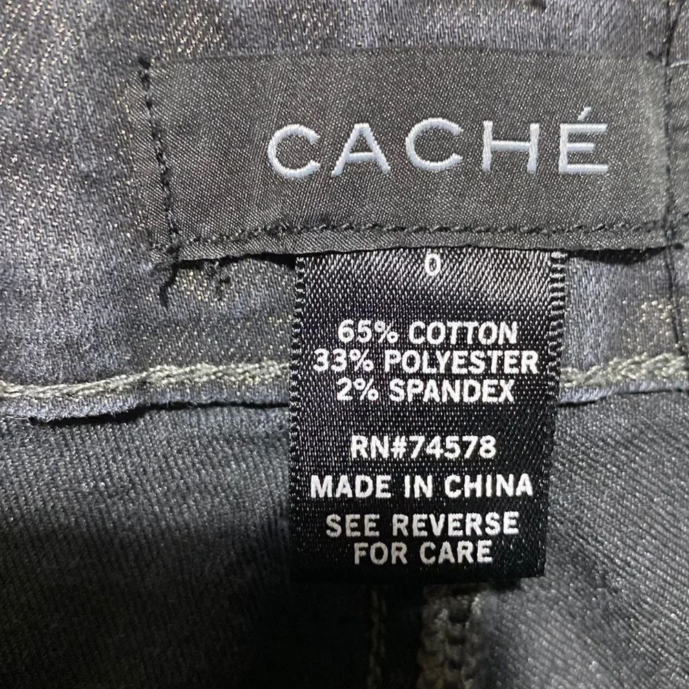 Cache Black Shimmer Pants size 0 - Picture 2 of 6